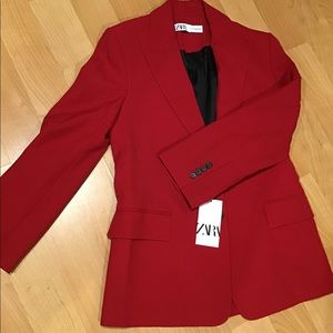 Zara | Jackets & Coats | Zara Red Blazer Jacket | Poshmark